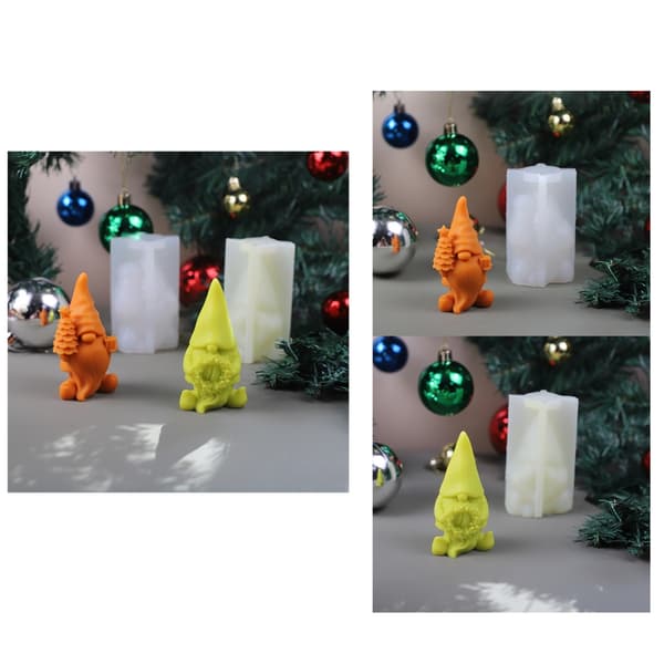 2x/Sæt 3D Nisser Silikoneform Juleforme Julemandsduftende Lysforme