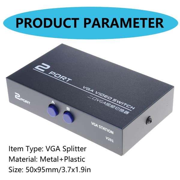 Utility Video Switch Adapter Converter Box 2 porte til computer til HD-afspiller