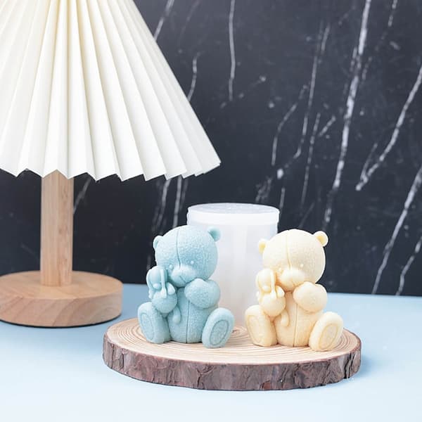 Silikoneform 3D Bjørn Lysforme DIY Lerbageforme Dyreharpiksforme
