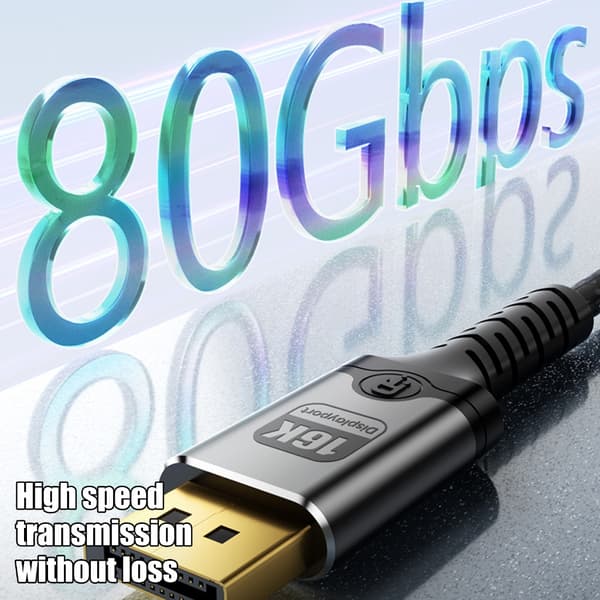USB C til DisplayPort videokabel med sammenleggbart stativ, 16K 60Hz DP2.1 80Gbps