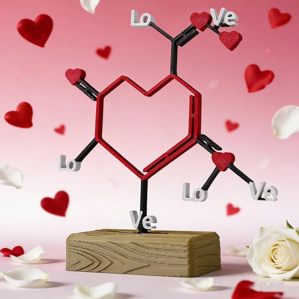 3D-printede molekylære kjærlighetssenterstykker til Valentinsdagen