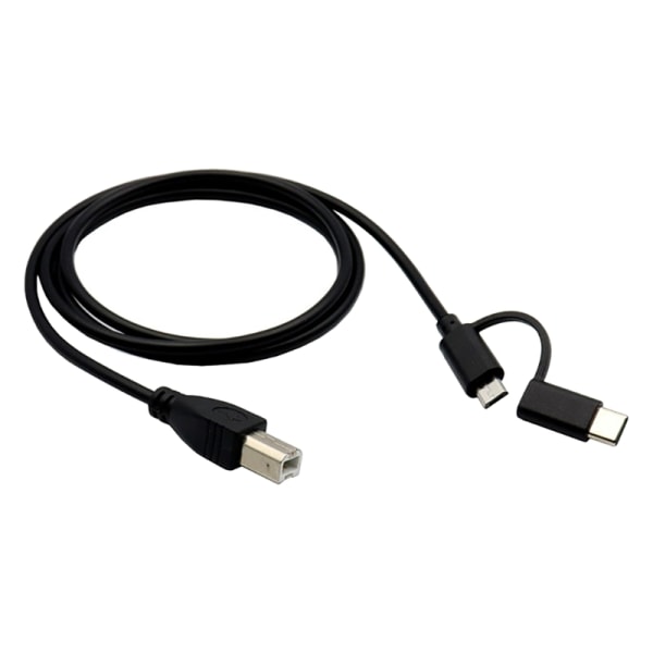 Universal Micro USB + Typ C Hane till USB B Hane Date Line OTG-kabel 1m/1,5m/2m 2m