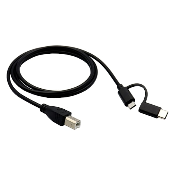 Universal Micro USB + Type C hann til USB B hann datolinje OTG-kabel 1m/1,5m/2m