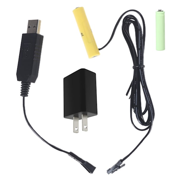 Aftagelig 1-4 stk AAA batterieliminator + 2A USB strømadapter kit til LED lys ur radio legetøj blæser sensor tandbørste