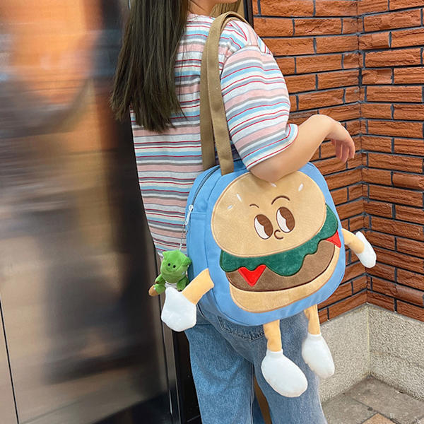 Funny Personality Håndtaske Hamburger Pung Holder Everywhere Taske med rem Blue With feet
