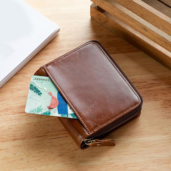 Män ID Kreditkortshållare Läder Business Ficka för case Multi-Function Organizer Plånbok Black