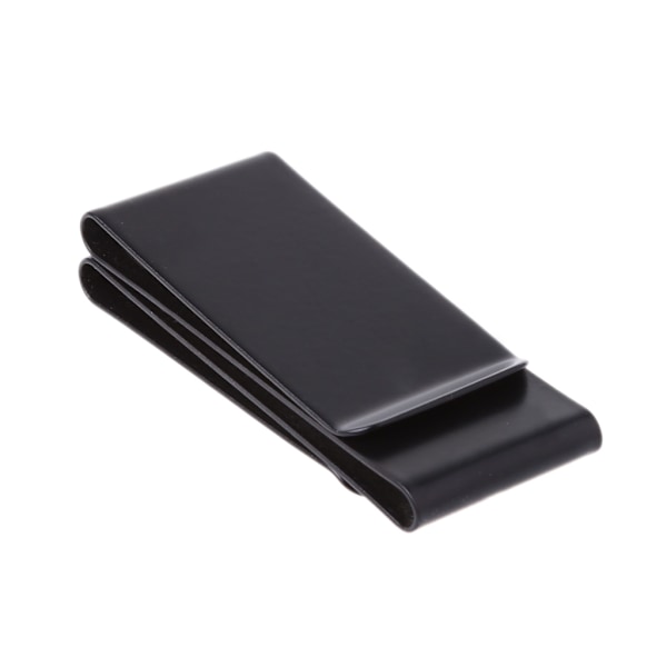 Ruostumattomasta teräksestä valmistettu ohut kaksipuolinen Money Clip Kukkaro Lompakko Luottokortin tunnuspidike Black