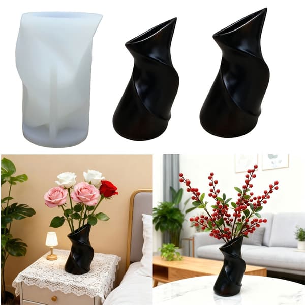 Tilpassbar vridd vase silikonform for DIY harpikskunstprosjekter