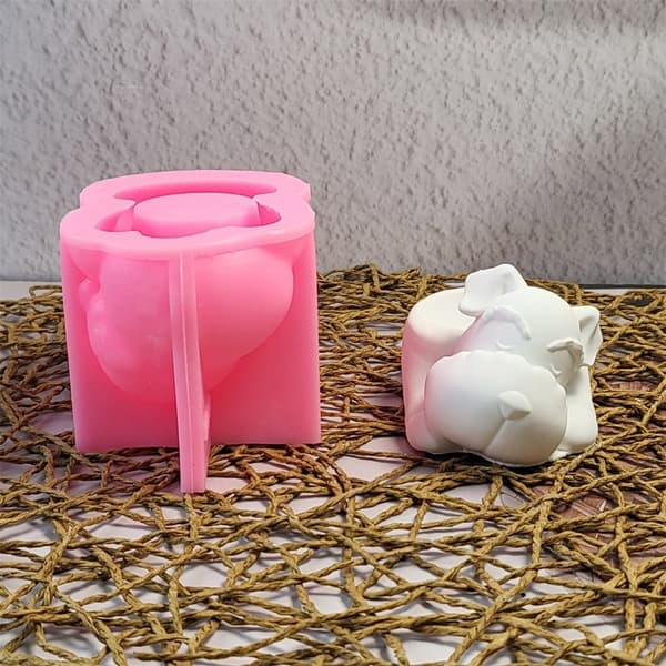 Sovande Hund Silikonformar Djurgjutformar Ornament Gipsform DIY