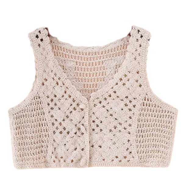 Børn hæklet strik vest forår med v-udskæring cardigan ærmeløs vest strikket sweater universel størrelse pigebeklædning Accs