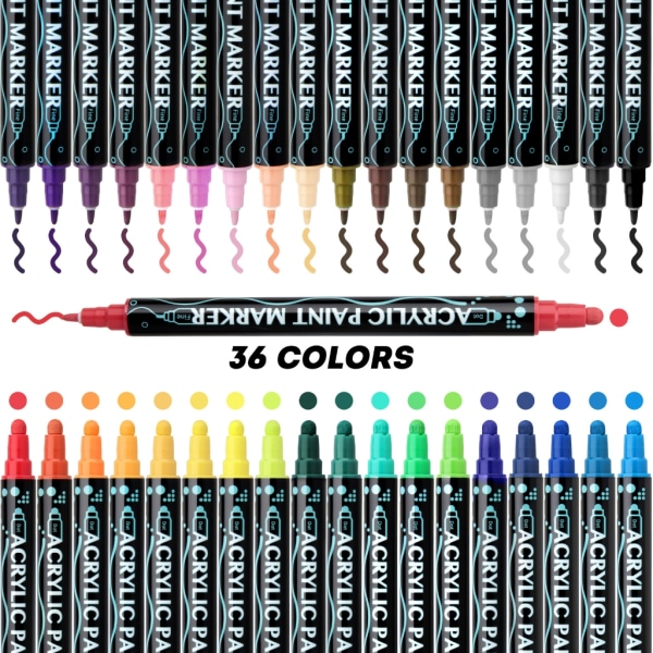 12/24/26/30 farver dobbeltendet akryl tuschpen vandtæt akryl maling pen null - 12 color