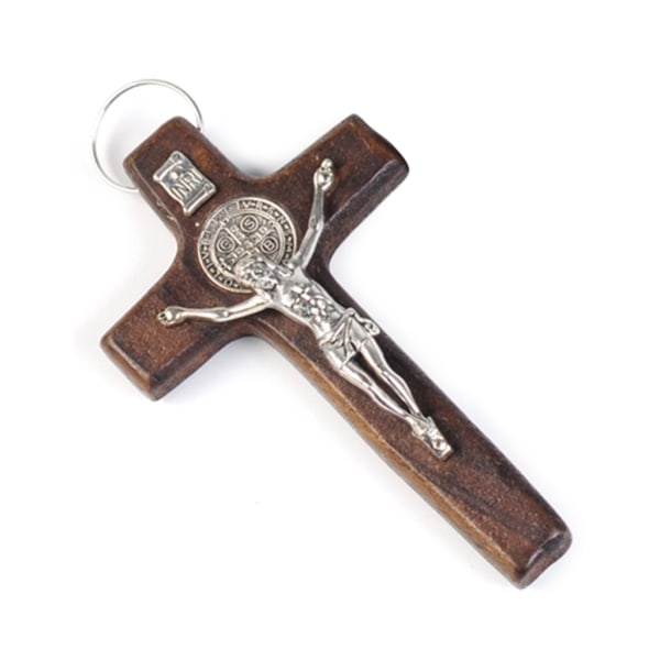 Hand som håller kors kristen gåva för kyrkan väggdekoration Cross hängande gåva Dark Brown