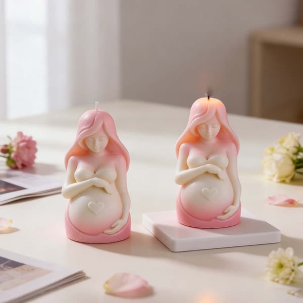 Silikonlysform i gravid dameform, ideell for DIY-prosjekter