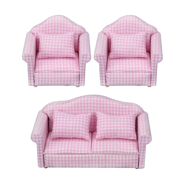 1/12 Skala Miniature Dobbelt Enkelt Sofasæt Dukkehus Møbler Udstillingsrekvisitter