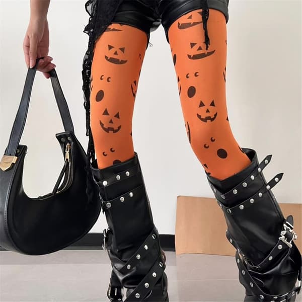 Halloween Græskar Sokker Kostume Tilbehør Blødt Strækbart Stof