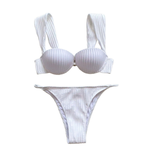 Kaksiosainen uimapuku Valkoinen bikinit Uimapuku White L