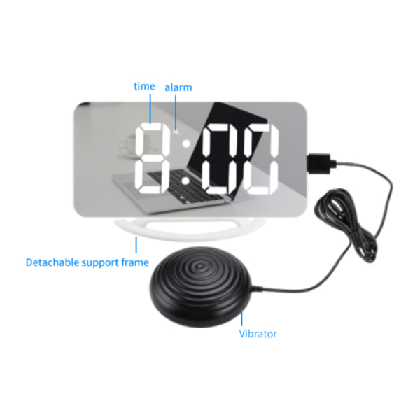 för kreativ vibrerande väckarklocka för extra hög väckarklocka med trådbunden sängvibrator Stor LED-skärm digitalt sovrum