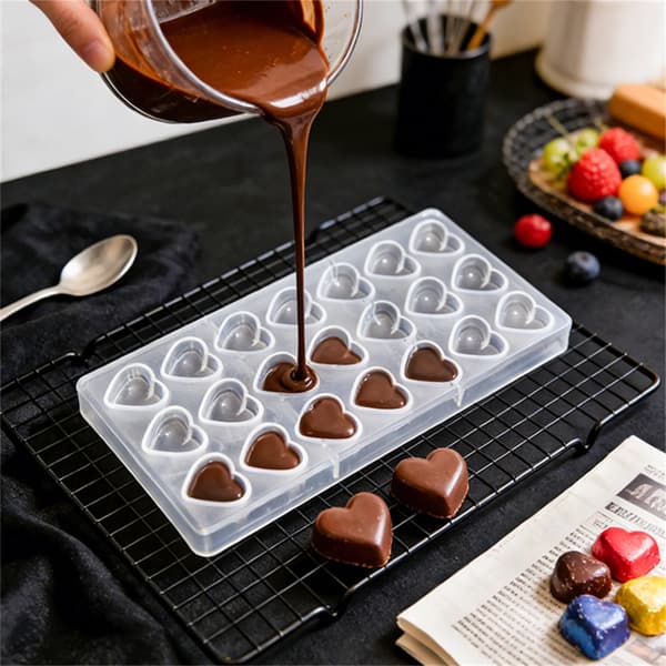 Nonstick Plast Hjerteform DIY Bakeformer for Sjokolade Godteri Hjemmebaking