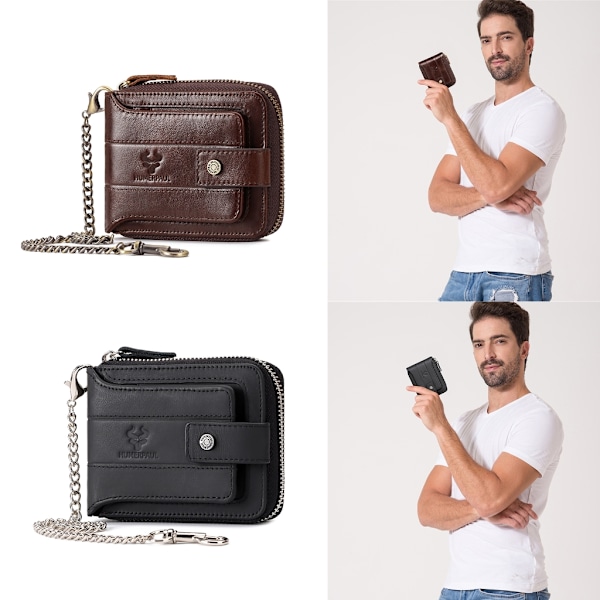 Organizer herrplånbok med korthållare och myntfickor med dragkedja Black