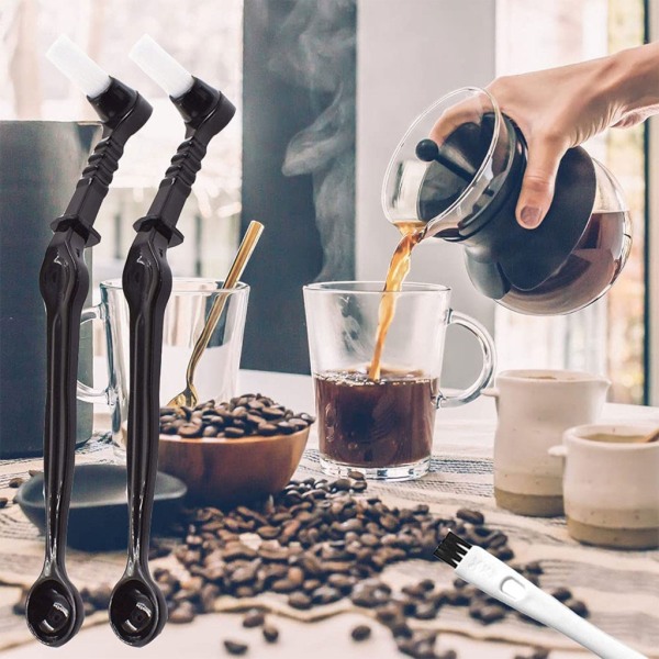 8 st Trä kaffekvarn maskin rengöringsborste och nylon espresso borste