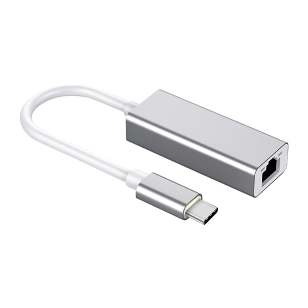 Pluggbar USB Type C till Ethernet Fast 10/100 LAN trådbunden nätverksadapter för Mac Silver