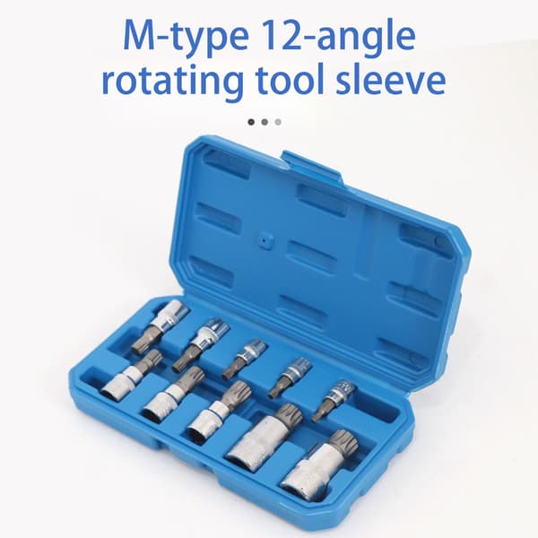 Socketadapter 10 stk. 12-punkts trippel firkant spline bit socket sett for bil