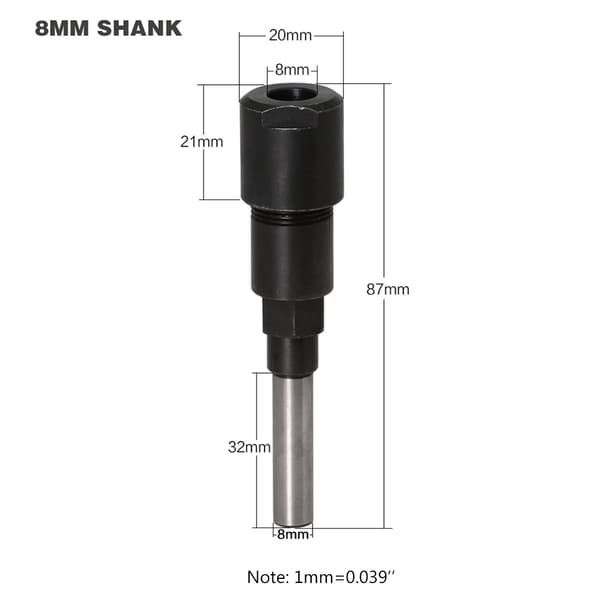Ändfräs Bitar Formning Trä Fräs Förlängningsstång Router Bit 8mm