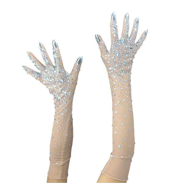 2-pack Strass Nätmönster Handskar Armlängd Handskar Bröllopsvantar