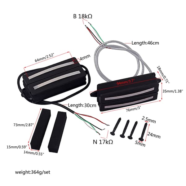Mini Humbucker Dubbel Rail Humbucker Twin Blade Pickup för Gitarr