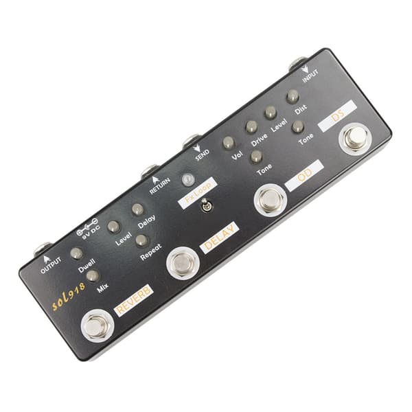 Svart metallgitarbufferboks opprettholder original klarhet i effektkjeden