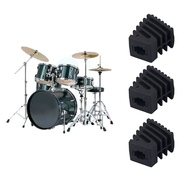 3 stk. sorte trommestativ gummifødder percussion trommeben beskyttere holdbare