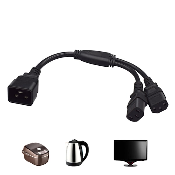30 cm IEC320 C20 til IEC320 C13 + IEC320 C13 Strømledning 1 til 2 forlængerkabel