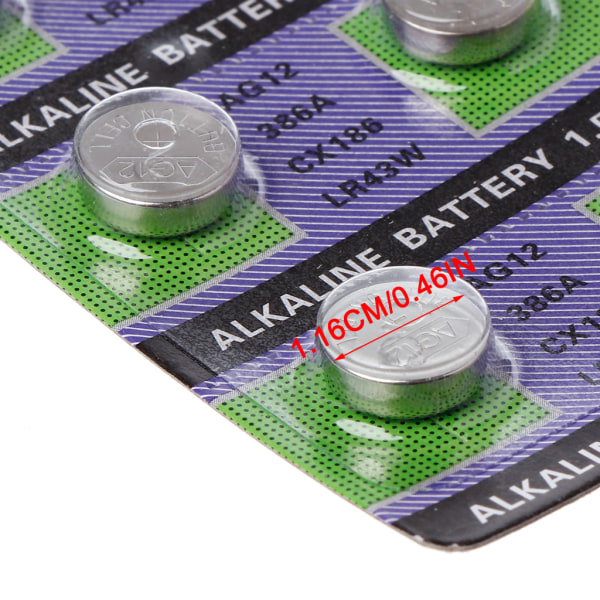 10st högkvalitativa knappbatterier AG12 myntcell för watch