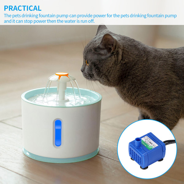 Pet Fountains Pump, filtrerat vatten dispenserpump Bäst för katter och små hundar With light