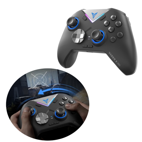 FlydigiVader 3 Pro Gaming Handtag Hall Effect Joystick Innovation Force-switchable Trigger med RGB 6 Axis Motion Sensing