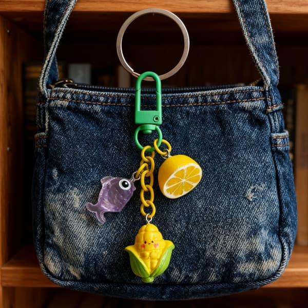 Livlig Citronformad Nyckelring Hartsaccessoar Bagagedekoration Nyckelring