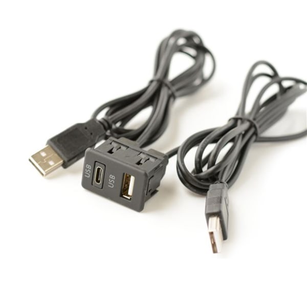 Auto Dashboard-förlängningskabel med USB Type-C-gränssnittspanel Infälld power