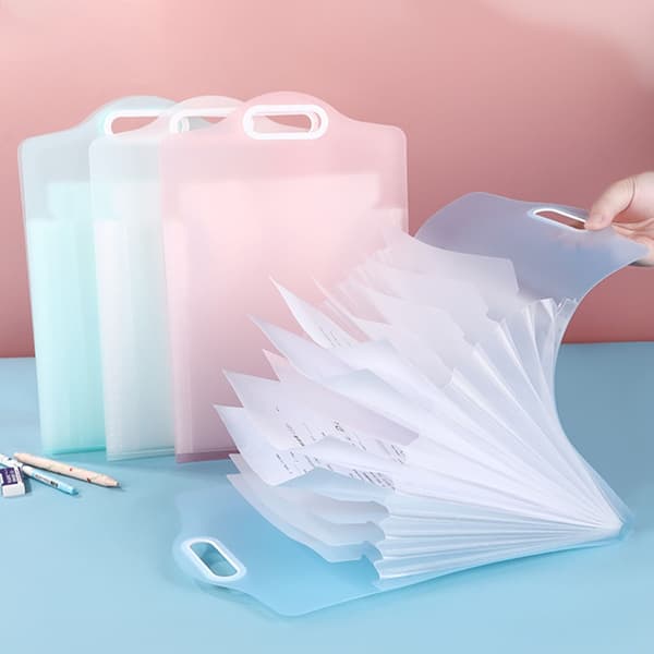 13 Pocket Expandable File Folder Trekkspillmappe for Office School White