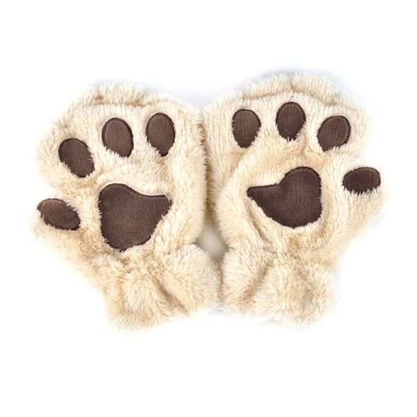 Vinter Kvinder Cute for Cat Paw Claw Plys vanter Kort Fingerløs Finger Halv Gl