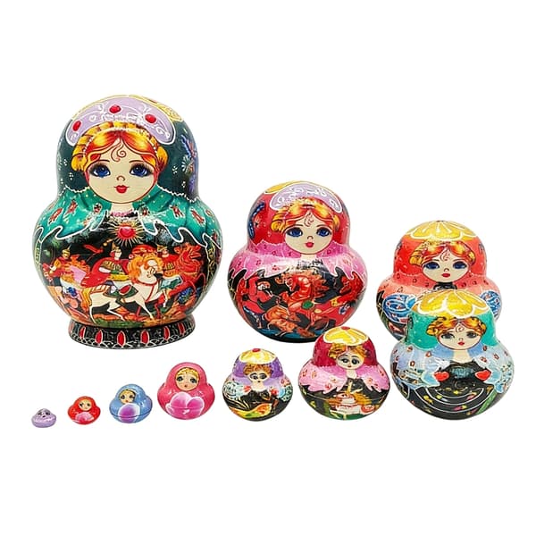 Matryoshka russiske håndmalte kunstdukker 10-lags samleobjekt i tre