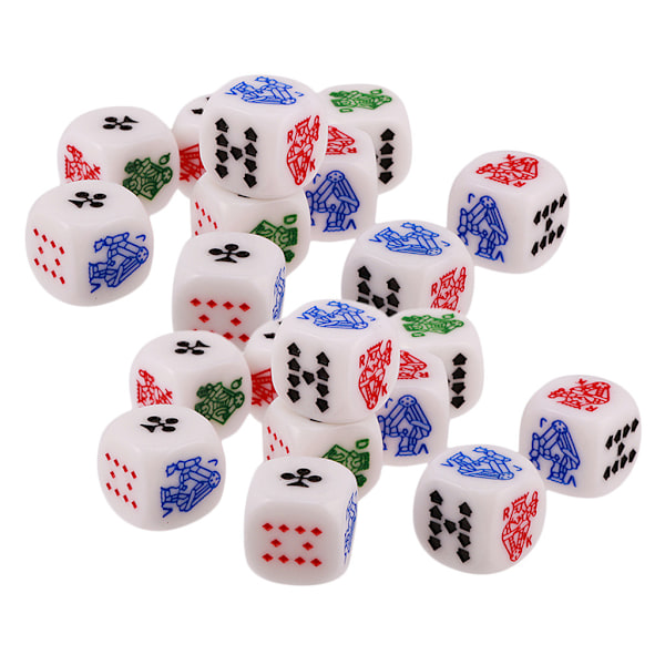 Queen Jack 16mm akryylipokeripelit noppapelit D6 noppapelit White