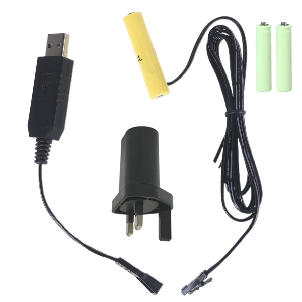 Aftagelig 1-4 stk AAA batterieliminator + 2A USB strømadapter kit til LED lys ur radio legetøj blæser sensor tandbørste