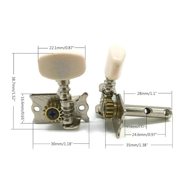 6 stk/pakke 3L 3R Gitarstrengs Tuning Pegs Tuner Maskinhoder Knapper Tuning Nøkler