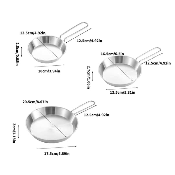 3 stk. non-stick stekepanner for camping, rask oppvarming, sammenleggbart kokekar