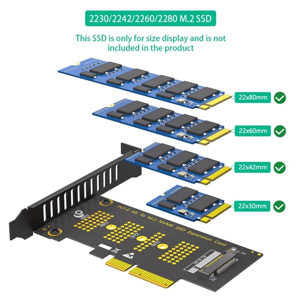 Nvme Solid Disk til PCIE 4X Adapter Udvidelseskort til PC Nem Installation
