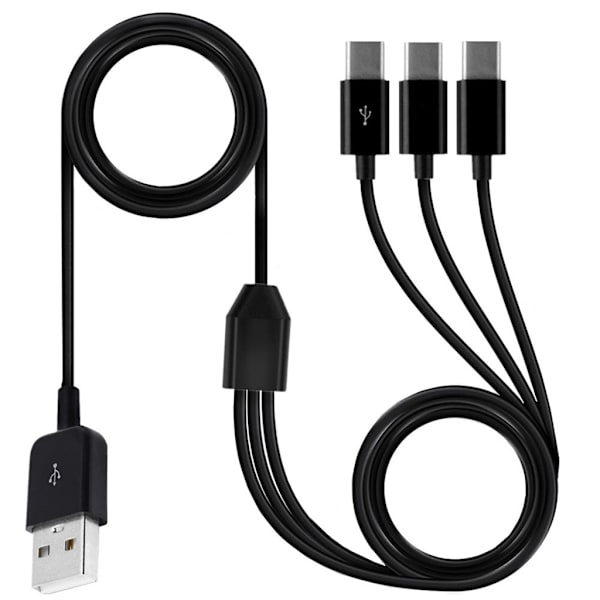 USB C splitterkabel, USB 2.0 Type A Han til USB Type C(USB-C) Han 1 til 3 Splitterkabel Dataopladningsstikadapter