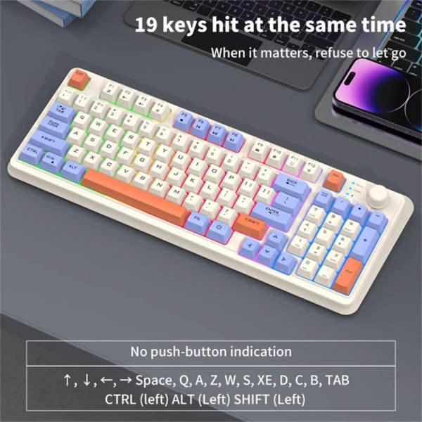 Gamingtangentbord RGB Light Mekaniskt tangentbord Gamertangentbord Bluetooth-kompatibelt Black