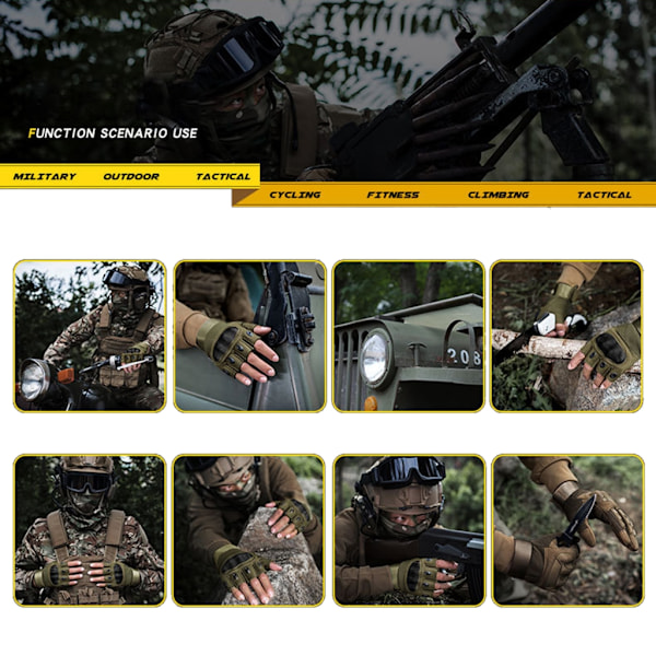 Justerbare Airsoft-hansker for motorsykler, motorsykler, fotturer, arbeid og utendørs sport ArmyGreen L