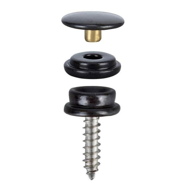 30 sett 15 mm skrue trykknapper 3-delt rustfritt stål snapfeste for stoff
