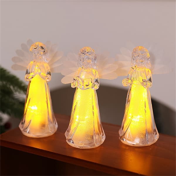 4-pack glittrande ängelstatyer LED Transparenta sovrumsdekorationer